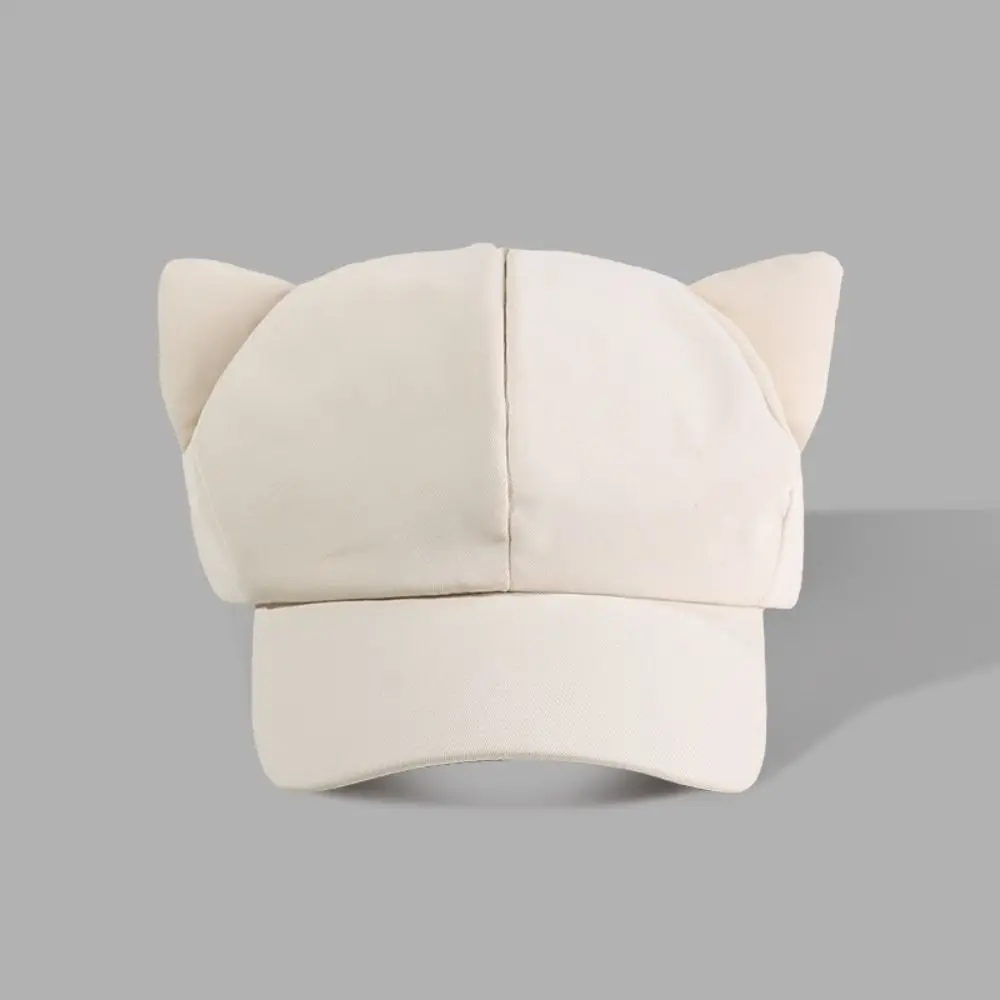 

Cute Korean Y2k Cat Ear Hat Solid Color Sunscreen Women's Baseball Hat Casual Outdoor Peaked Cap Female