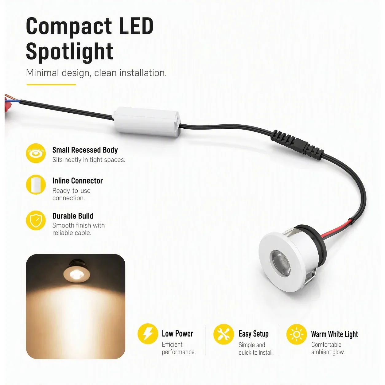 JOYINLED 1/10PCS Warm White 3000K 85-265V Recessed Light Led Downlight 1W Mini LED Spotlight Jewelry Cabinet Spot Light