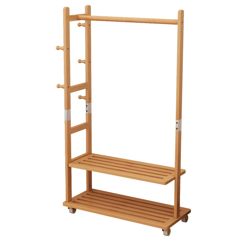 

Simple floor hanging clothes rack, bedroom corner coat rack, household multifunctional with wheels and movable storage rack