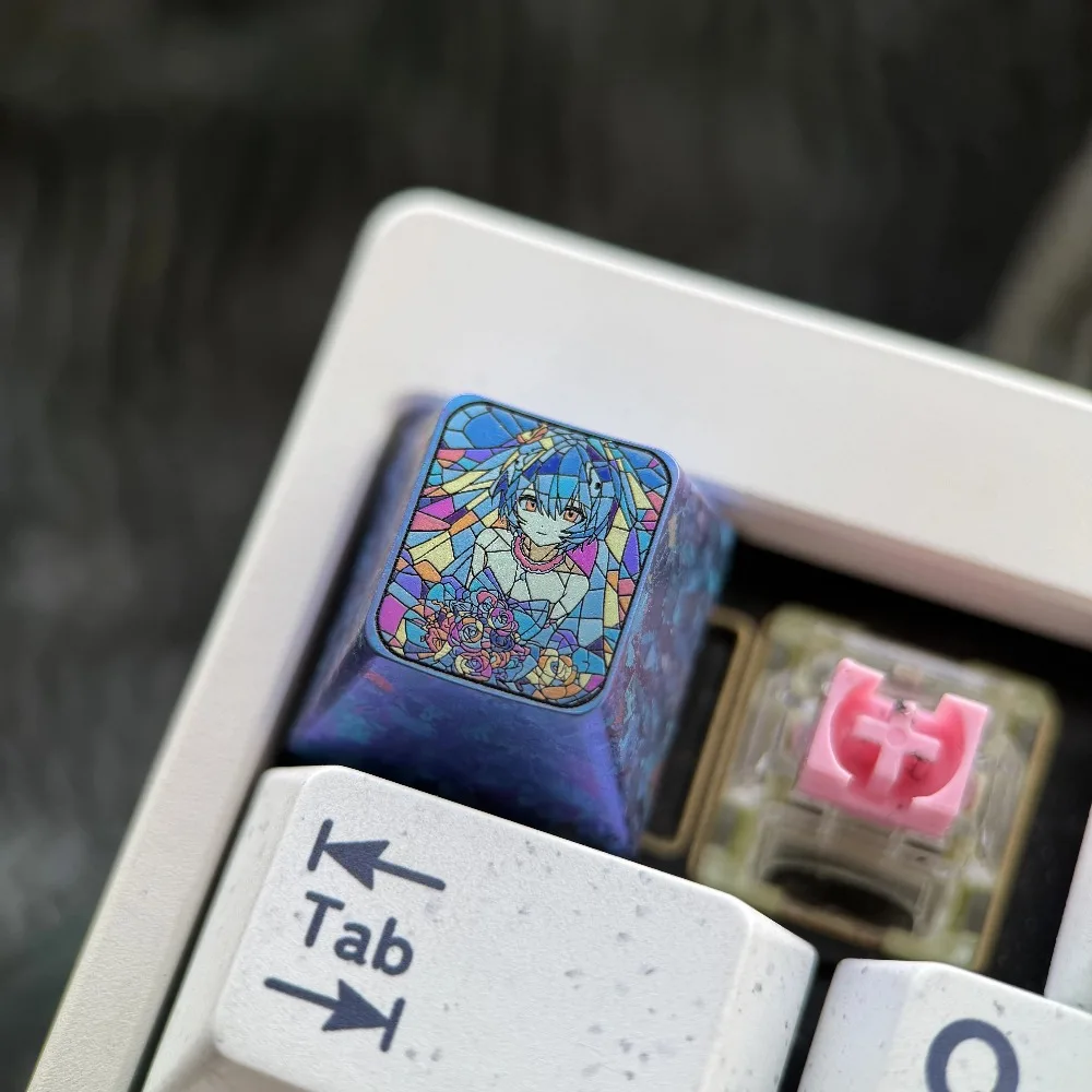 Anime EVA Rei Ayanami Asuka Langley Soryu Colorful Titanium Alloy Keycap Cross Shaft Gaming Keyboard Accessories Office Typing