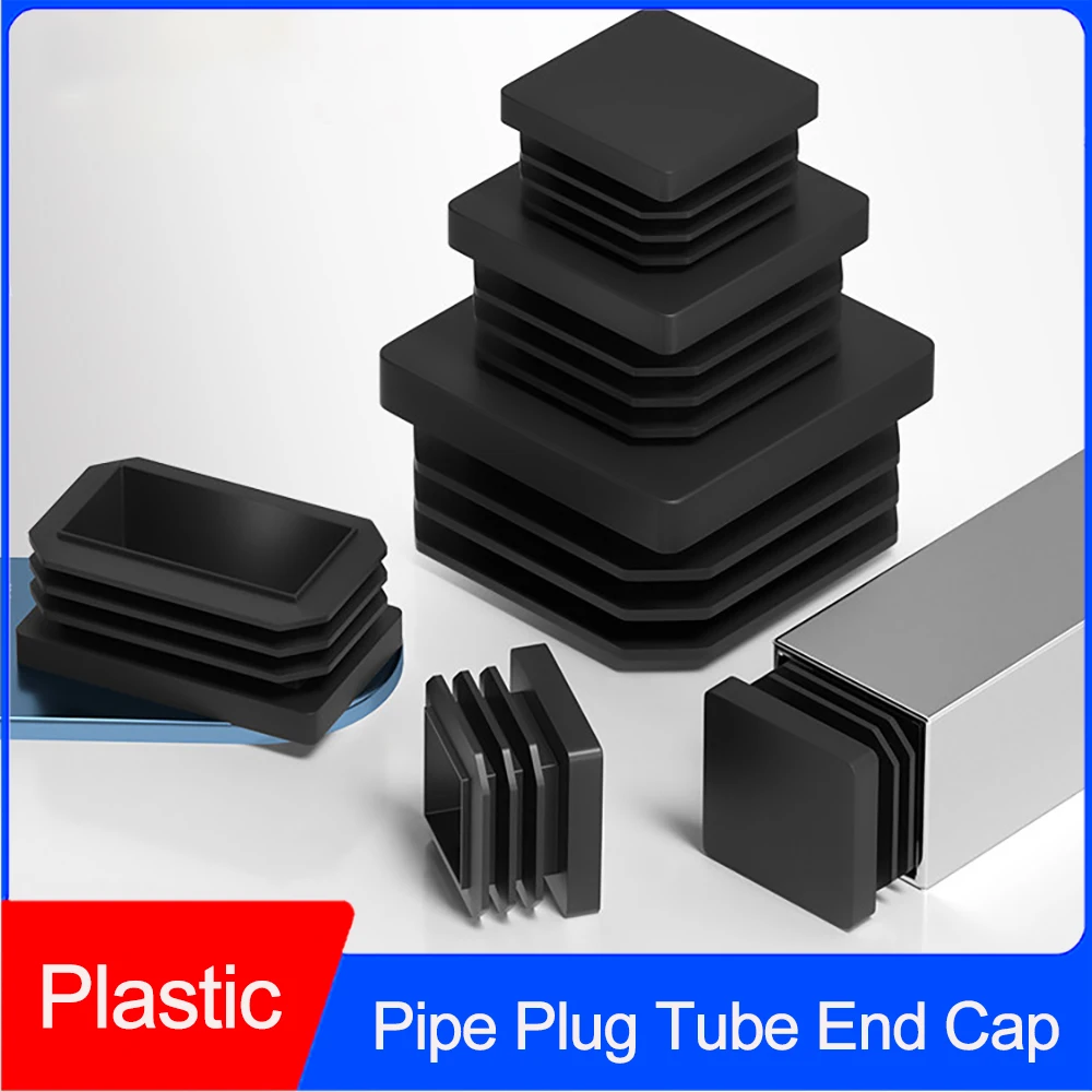 Furniture Foot Inner Cover Tube Pipe Inserts Plugs Square/Rectangular Black Plastic Blanking End Caps 50x50mm~150x150mm