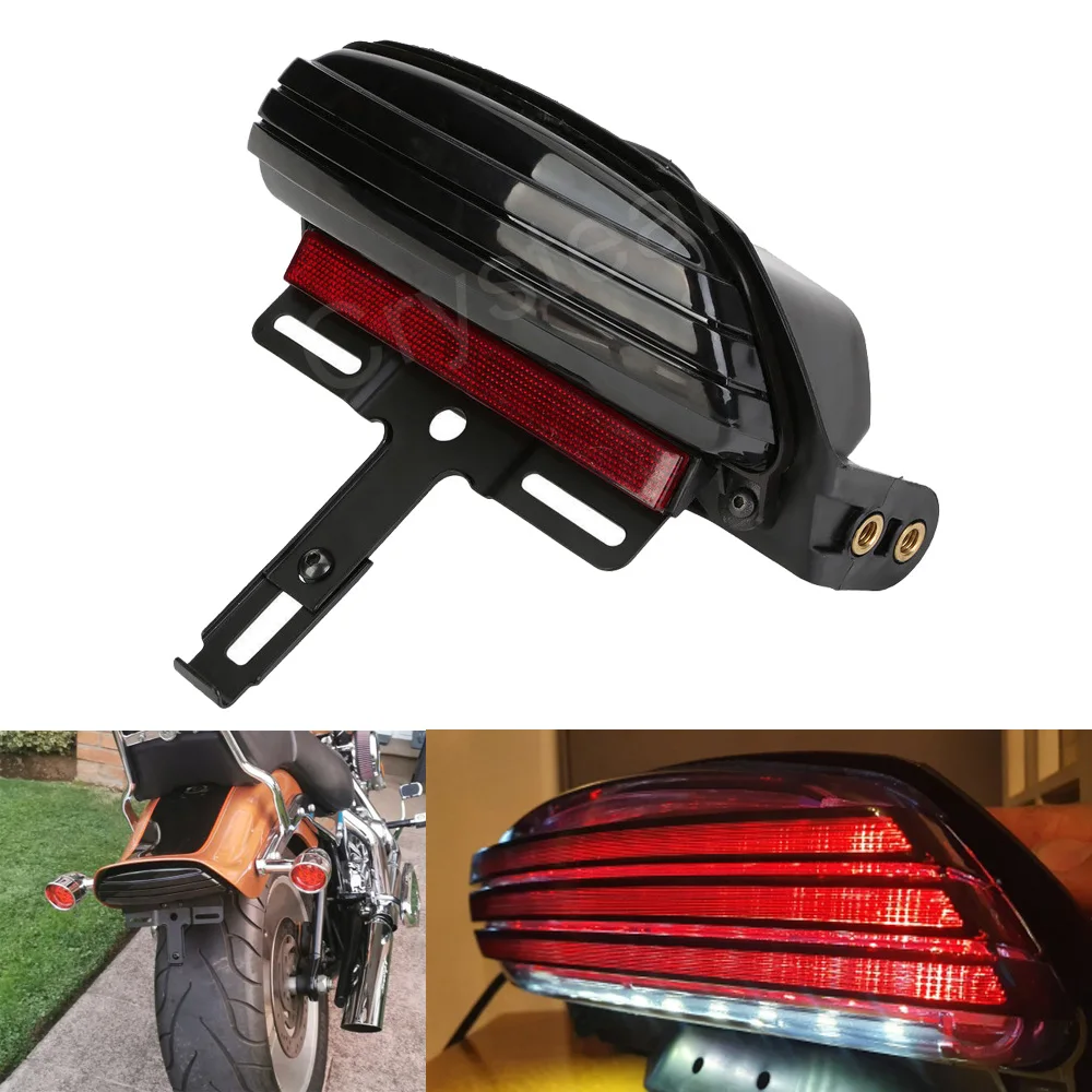 Tri Bar Fender LED Rear Tail Light For Harley Night Train FXSTC FXSTS FLSTSB T 06-later Motorcycle License Plate Taillights