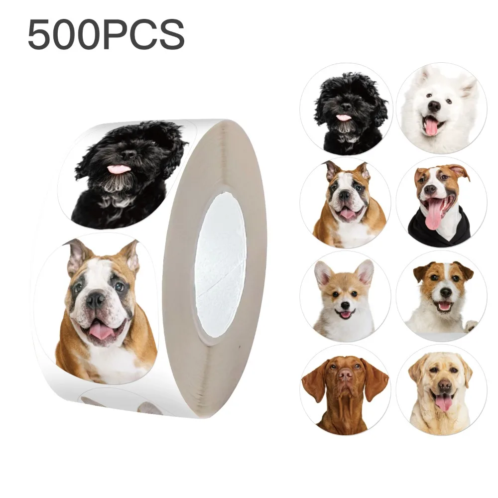 500pcs Cartoon Big Head Dog Stickers Cute Pet Decals for Kids Luggage Water Cup Package Sealing