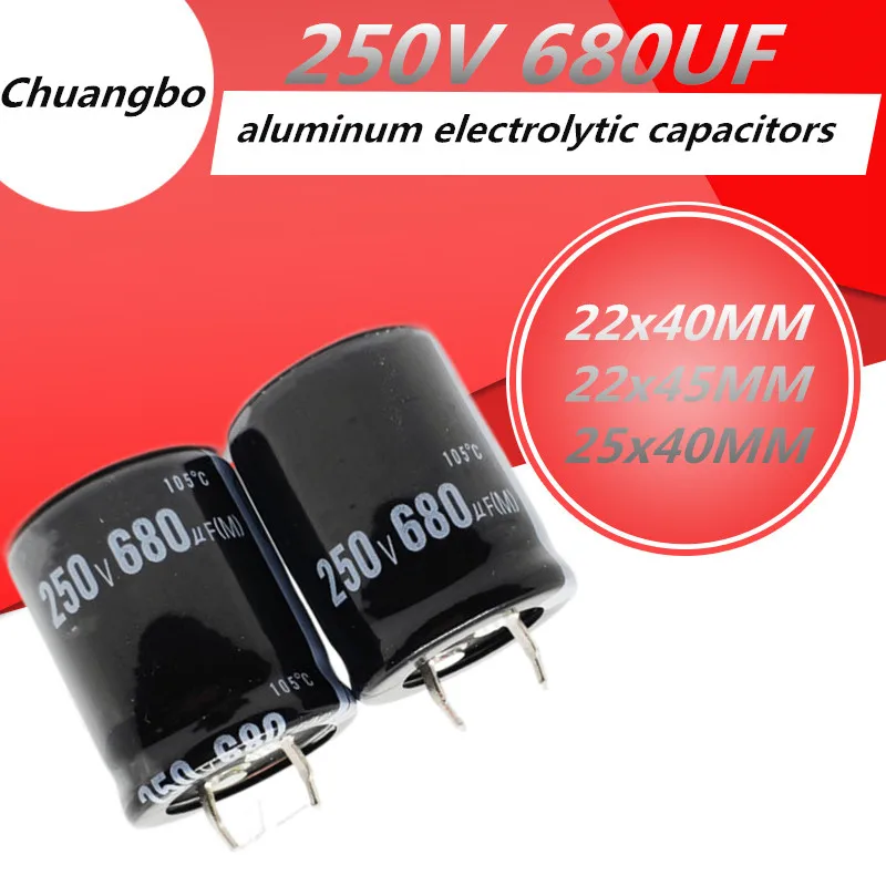 2 pcs/lot haute qualité 250V680UF 22X40 25X40MM condensateurs électrolytiques en aluminium 250V680UF  22x40 22x45 25x40MM