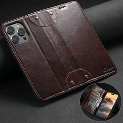 SUTENI Leather Wallet Magnetic Card Holder Flip Cover Phone Case For iPhone 16 Pro Max 15 Plus 14 13 12 11 XS XR X 8 7 Plus
