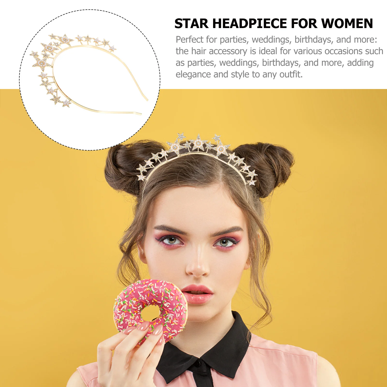 

Rhinestone Star Head Hoop Party Headpiece Fairy Renaissance Accessories Women Alloy Prom Decorations for