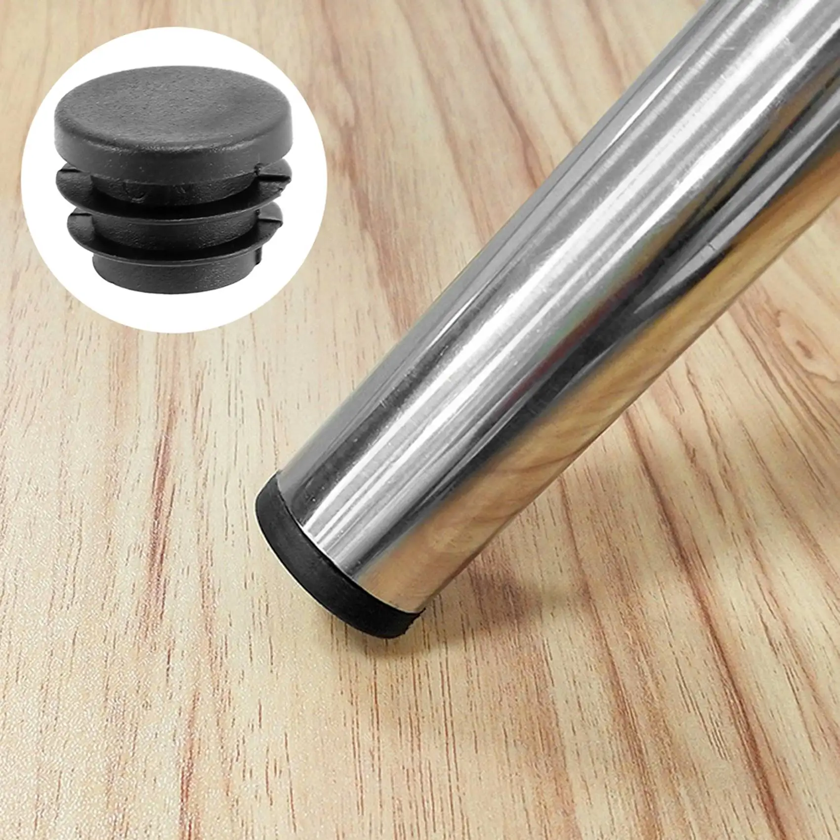 B-est Blanking End Caps Round Tube Insert Cover 19mm Dia 20 Pcs Black
