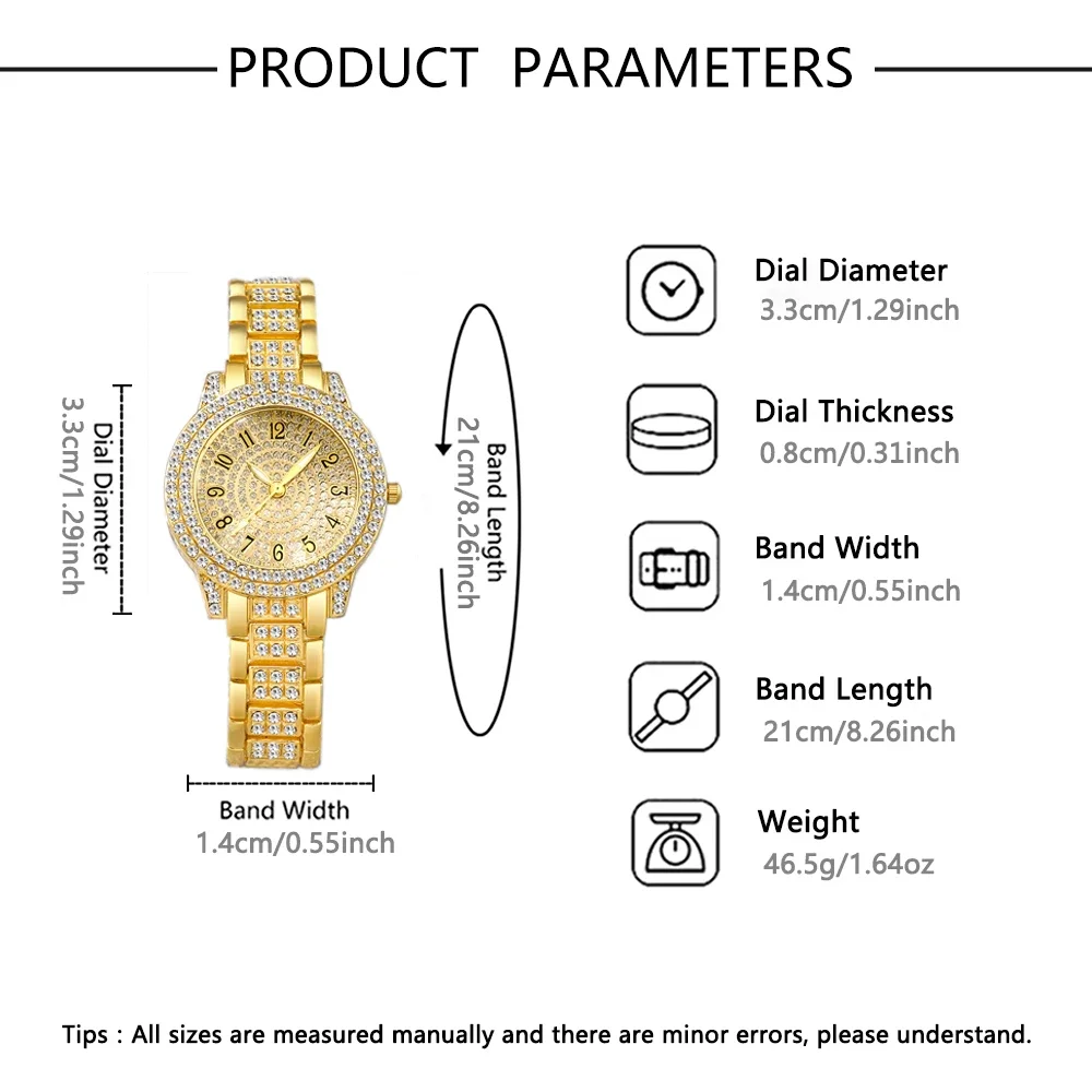 ladies' round dial quartz watch with necklace and bracelet accessories set, suitable for daily wear