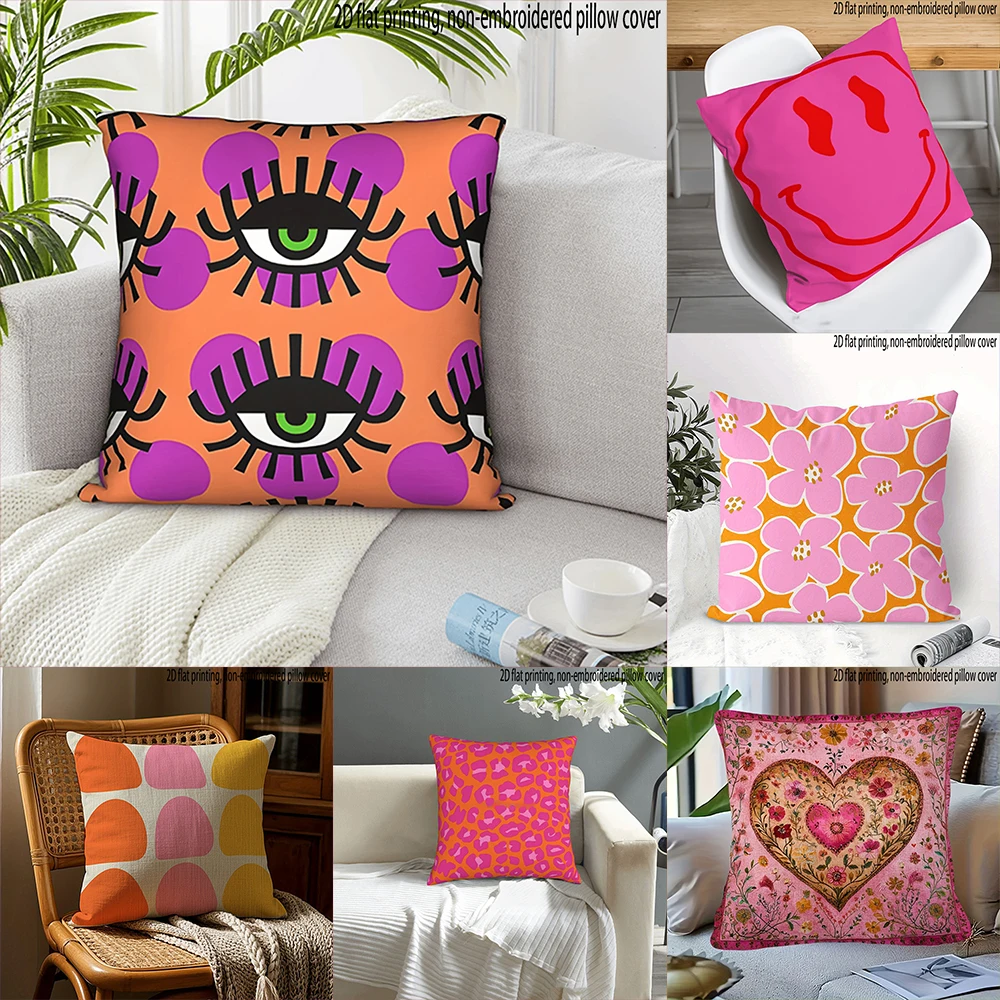 1PC Assorted Retro Printed Sofa chair bedroom office decoration accessories cushion cover invisible zipper, no pillow core