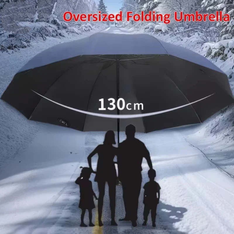 

Oversized Folding Umbrella Reinforced Portable Windproof and Waterproof Large Sun and Rain Umbrella for Travel Family Use