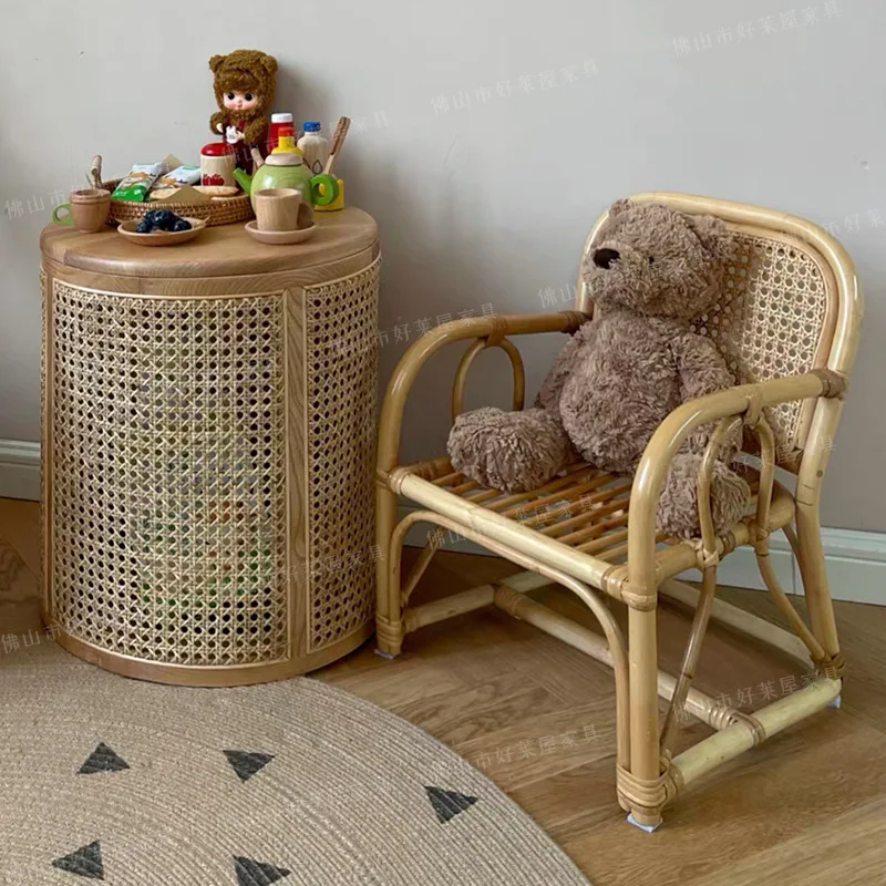 

Children's rattan chair photography rattan weaving baby props simple handmade rattan ins weaving children's clothing store small