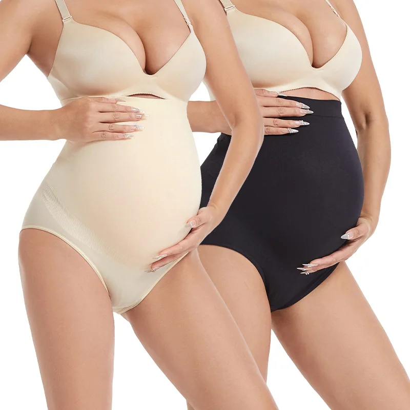 

Cross border European size pregnant women's underwear with triangular high waist and seamless support for the abdomen during ear
