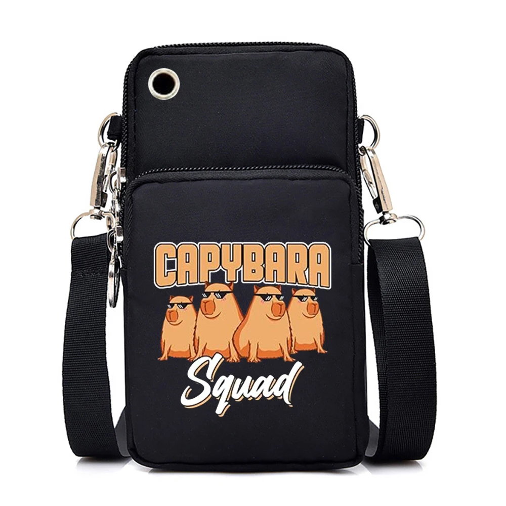 Nylonowa damska mała torba na ramię Cartoon Capybara torba na telefon komórkowy modna torebka portmonetka unisex Mini Capybara torba Crossbody