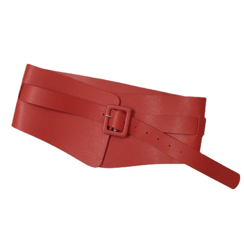 ผู้หญิงวินเทจหนัง PU รัดตัวหญิงคัมเมอร์บันด์โค้ตเข็มขัดชุดตกแต่งเข็มขัดกว้าง J1541