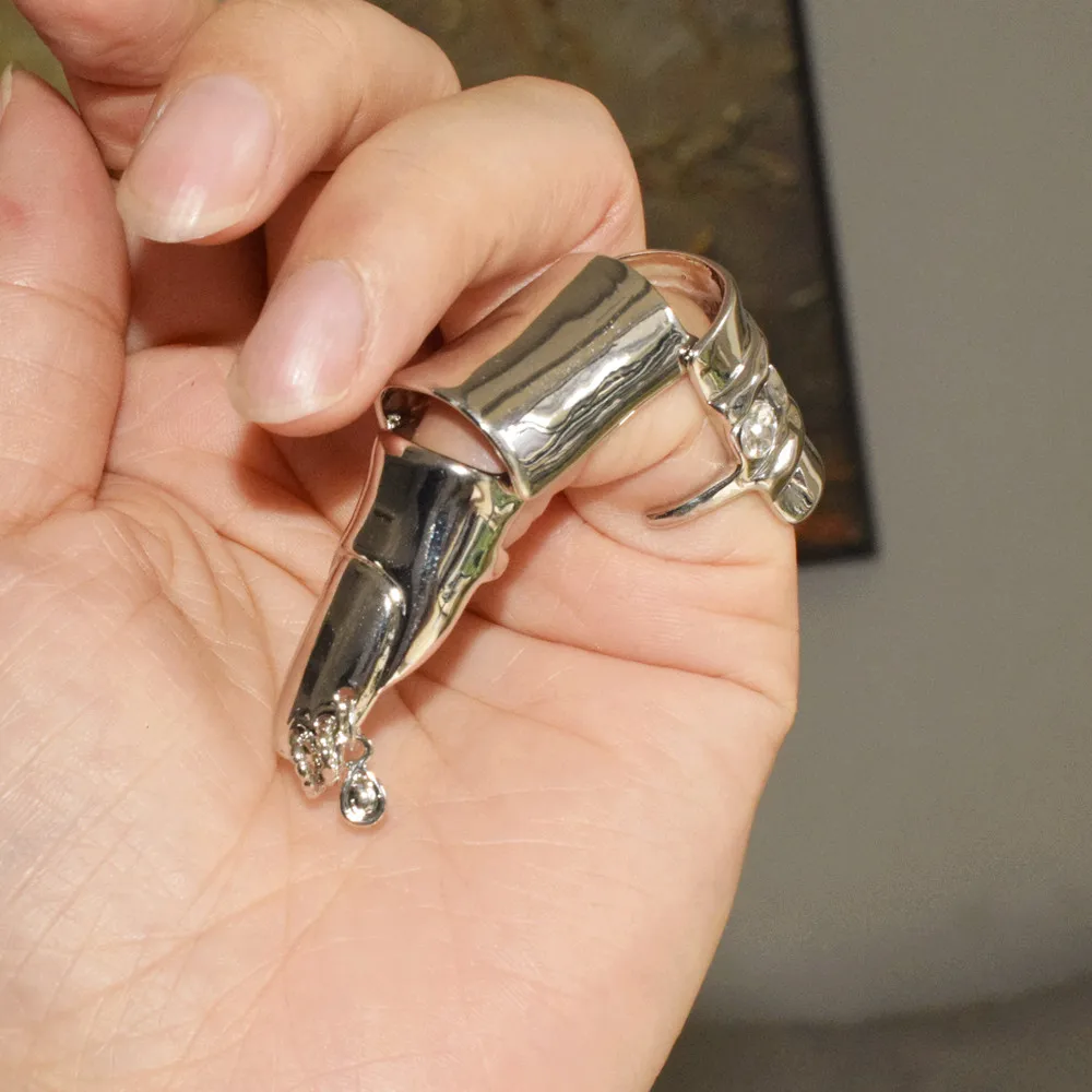 1PC Exaggerated Metal Alloy Articulated Open Finger Ring For Women Fashion Jewelry Boutique Punk Ring Accessories