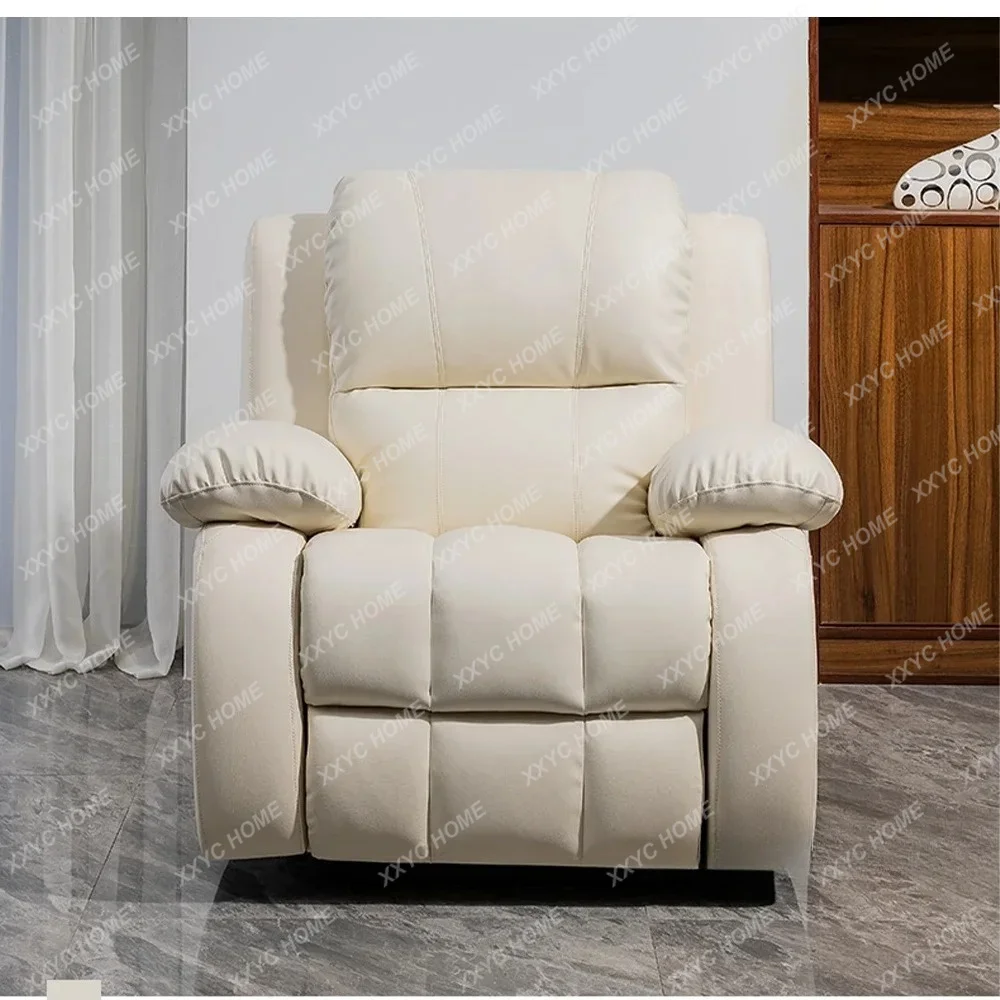 A Reclining Loveseat with Cup Holder – Modern Genuine Leather Power Recliner Sofa with Center Console, Home Theater Recliner