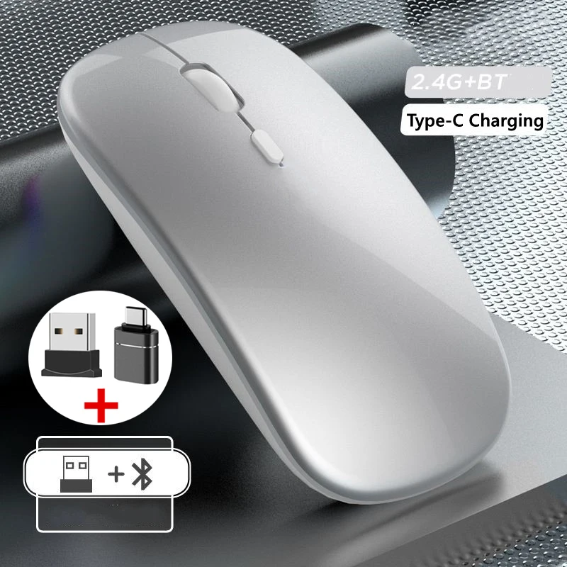 Mysz bezprzewodowa Mysz do gier kompatybilna z Bluetooth (tryb podwójny: BT + 2,4 GHz) Ergonomiczne myszy z akumulatorem do komputera PC/laptopa/Macbooka ﻿