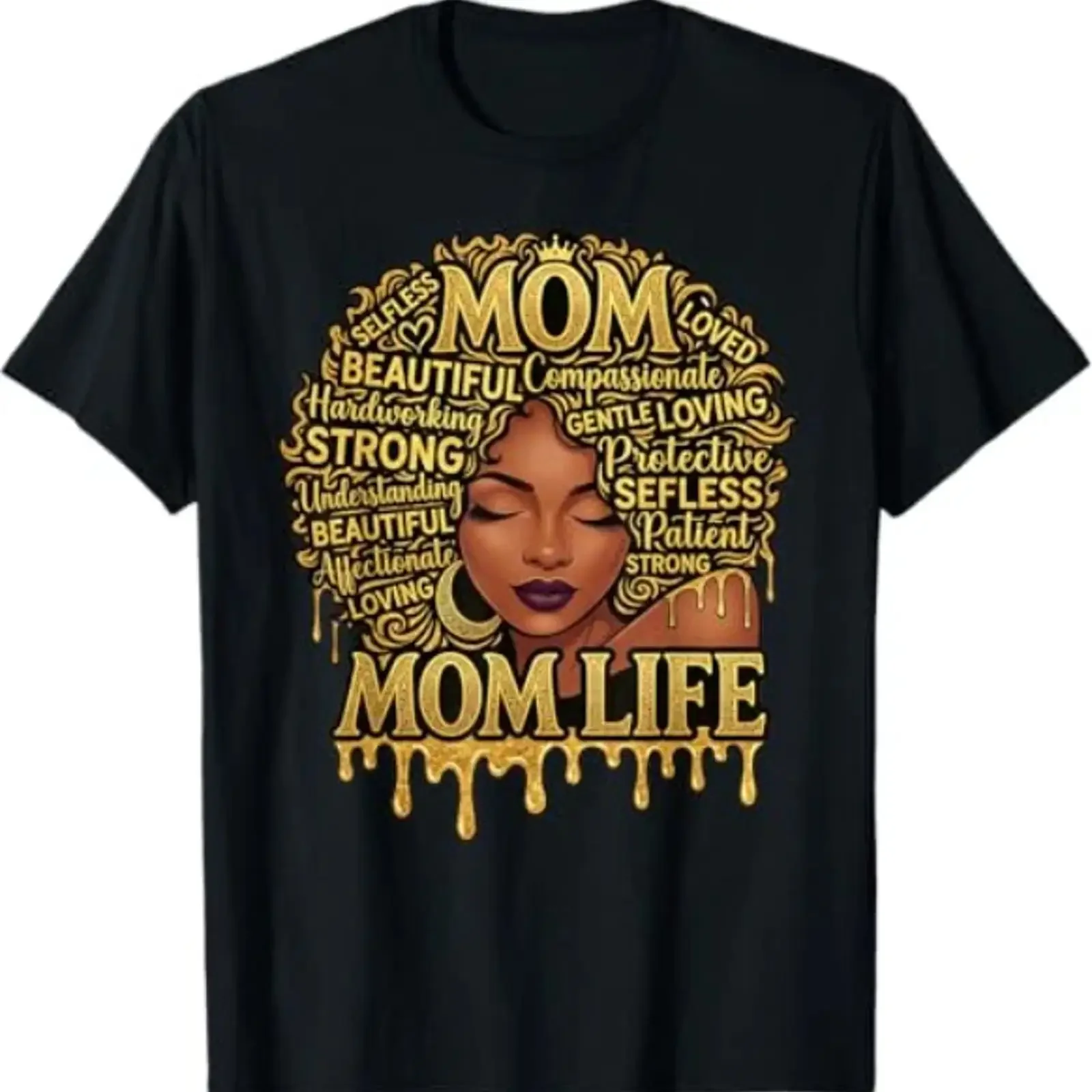 Camiseta negra para mujer afroamericana vida de mamá día la madre vintage Washed Breathable Slightly Stylish streetwear