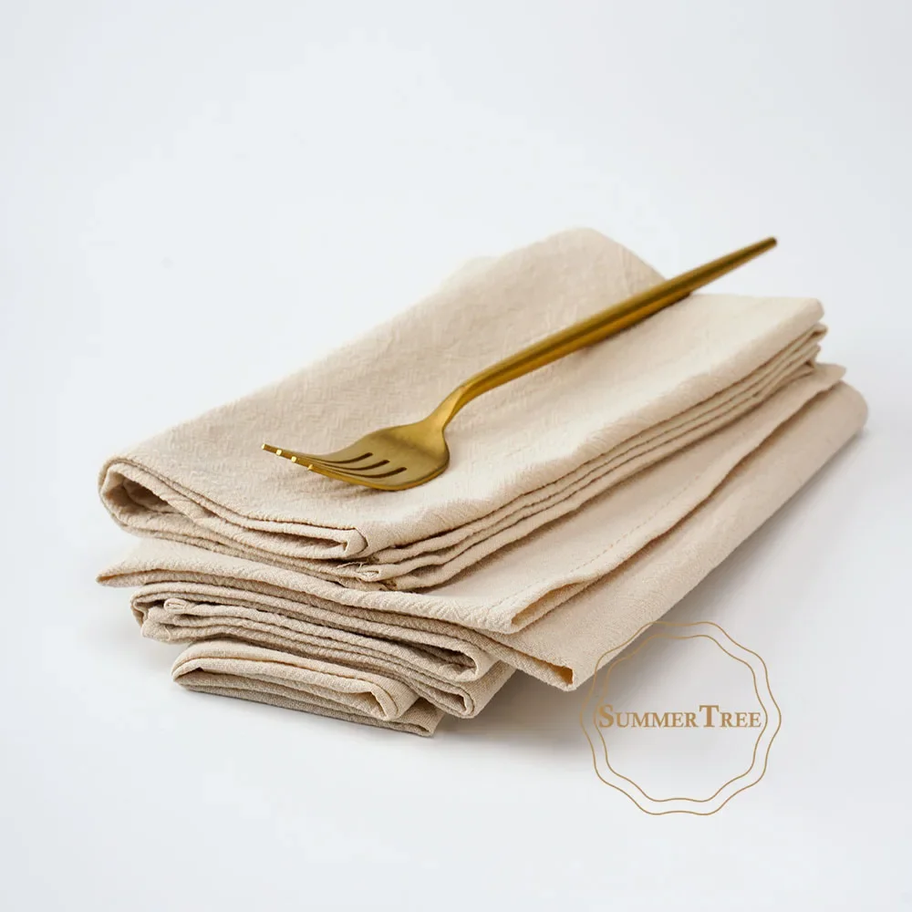 12pcs 40x40cm Cloth Napkins Washed Cotton Dinner Vintage Soft Table Napkin Place Mats for Restaurant Home Wedding Party Decor