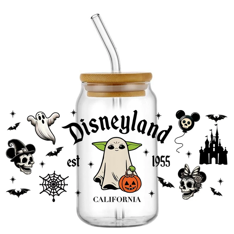 Miniso 3D Waterproof Transfer Sticker Halloween Cartoon Ghost Decal UV DTF Cup Wrap for 16oz Glasses DIY Mug Washable Sticker