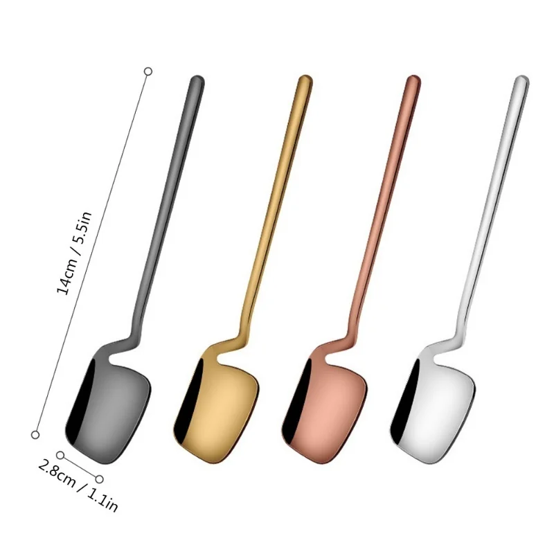 Creative Long Handle Wall Hanging Spoon Stainless Steel Dessert Mixing Ice Cream Tea Coffee Spoon Stirring Spoon Tableware Party