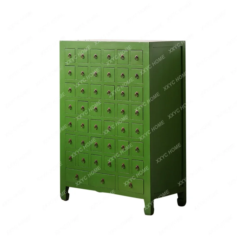 A Nordic Painted Solid Wood Traditional Chinese Medicine Cabinet Silent Style Simple Storage Cabinet
