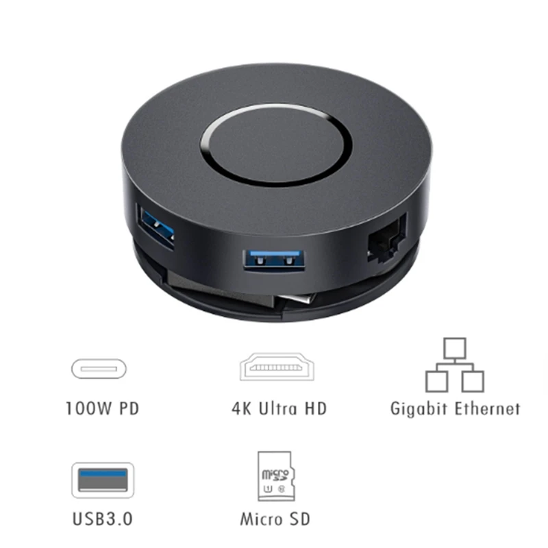 USB C Multiport Docking Station With 2 4K -Compitable 100W PD Micro-SD Card Reader USB 3.0 Hub RJ45 For  Dell 1 PCS