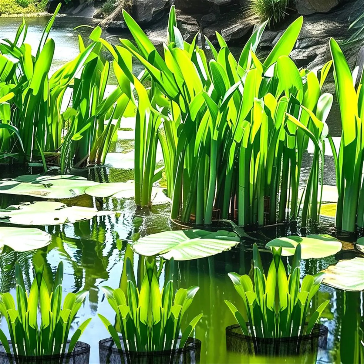 A78I 4 Pcs X Aquatic Planting Bags - Reusable Mesh Water Garden Pond Plant Pot - Breathable Square Lily Pots for Swamp A