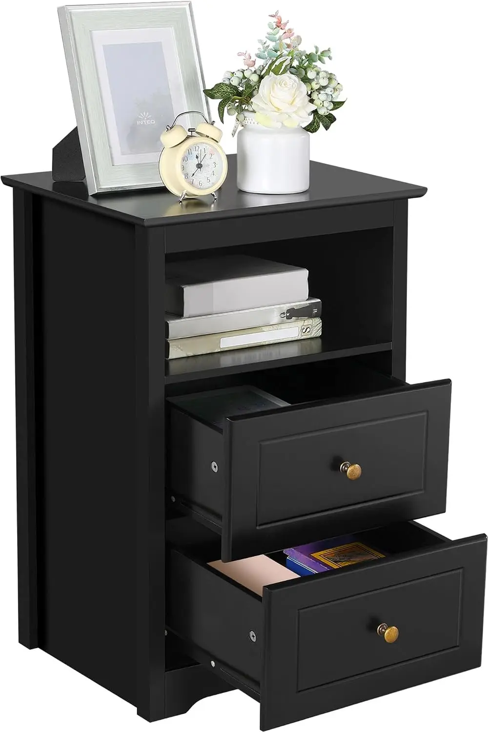 Tall Nightstand with 2 Drawer and 1 Cubby, 29