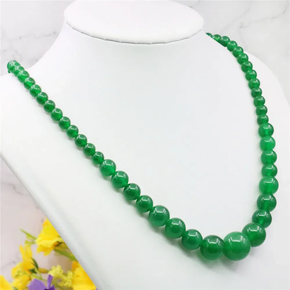 Trendy Accessory Crafts Parts 6-14mm Green Jades Beads Jewelry Necklace Stones Balls Women Girl Gifts 18