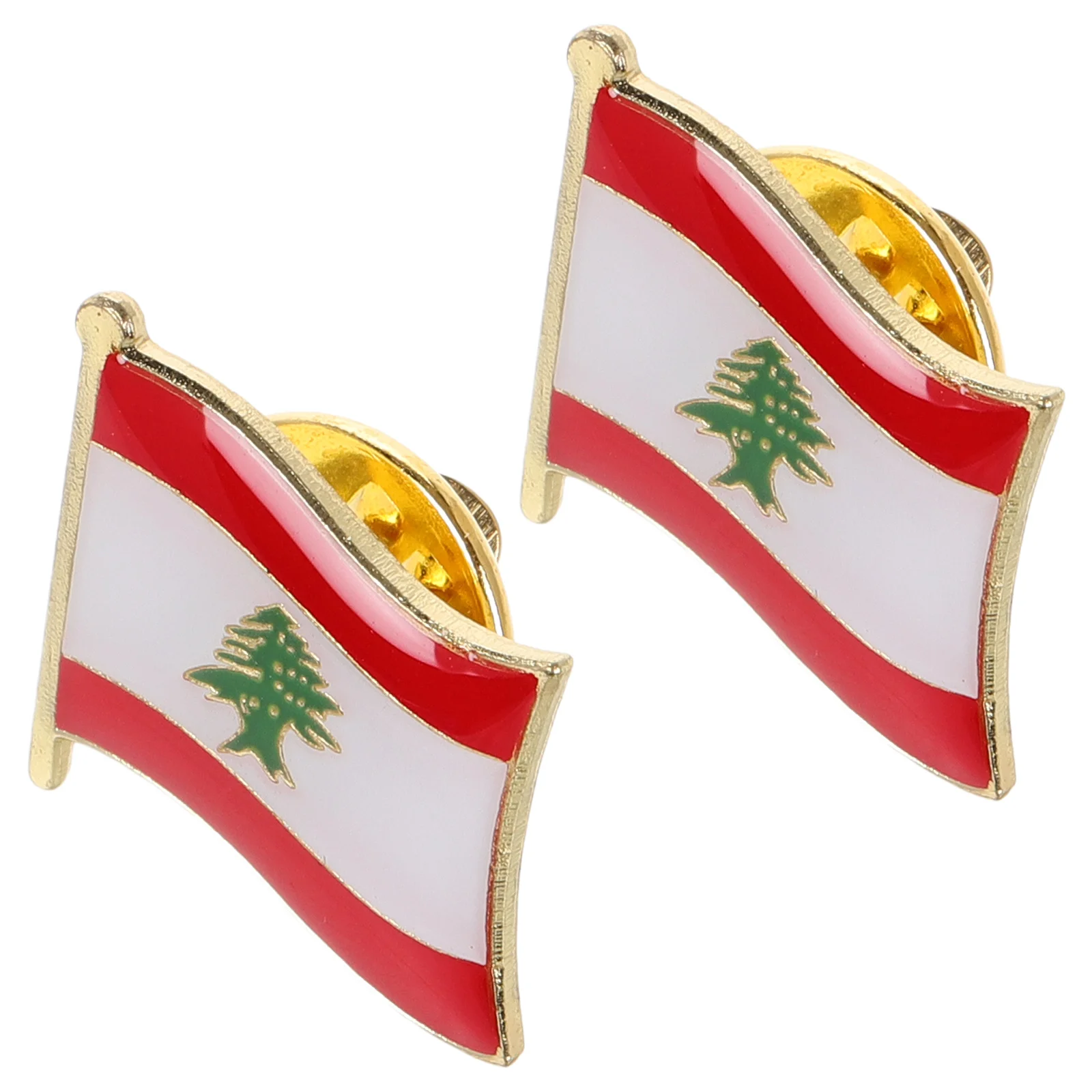 

2 Pcs Flag Round Brooch Durable Map Lapel Lebanon Pin Fashion Accessories Country Enamel Lebanon Peace Flag Pin