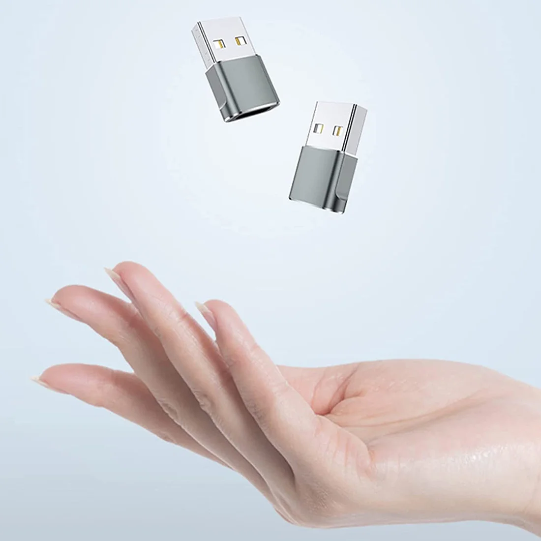 Confezione da 4 adattatori USB C femmina a USB maschio, cavo caricabatterie tipo C convertitore di alimentazione per iPhone 12 13 Pro Max per Samsung, grigio