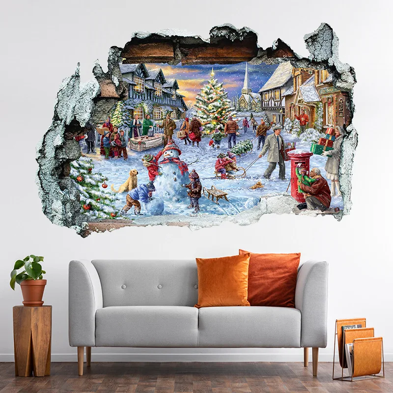 40*60cm Christmas Wall Stickers, Removable Santa Claus Decals for Living Room, Window, Party,No Residue Decor,Holiday Home Decor