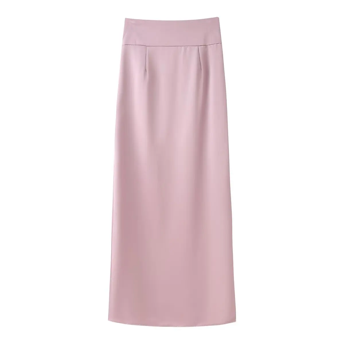 2026 Summer Women's Elegant Straight Long Buttons Silk Satin Midi Skirts Lady Vintage Chic High Waist Split Slim Bodycon Skirt
