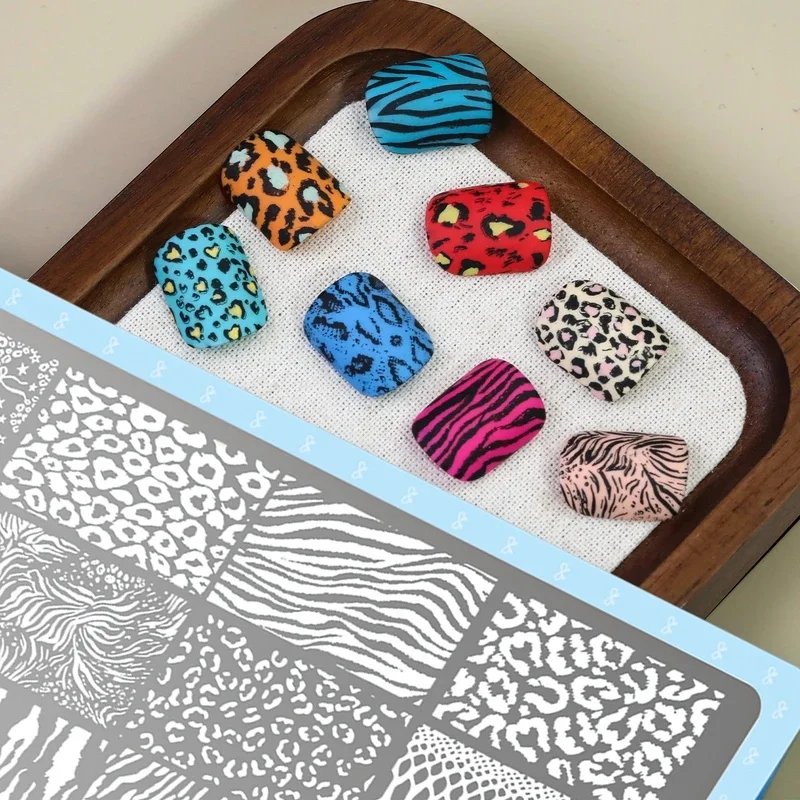 Print Nail Stamping Plate Leopard Snake Pattern Nail Art Stencil Stainless Steel Nail Stamp Template for DIY Manicure nial tools