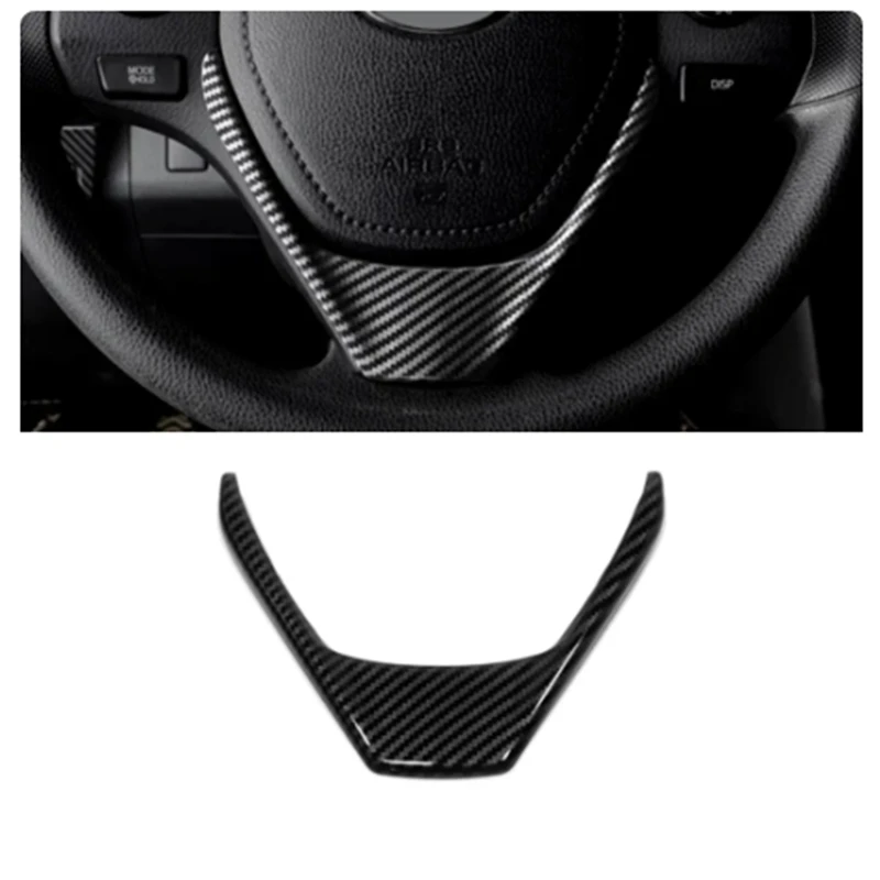 For Toyota Corolla Rav4 2014 2015 2016-2018 Car Accessories ABS Carbon Fibre LHD Car Steering wheel Button frame Cover Trim 1pcs