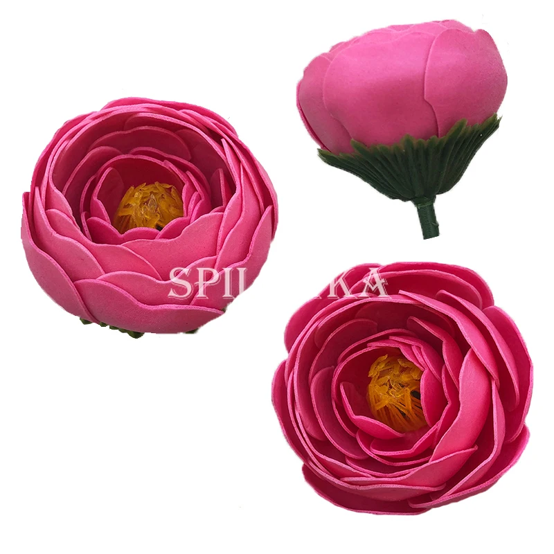 50 Stück Ranunkel-Pfingstrosen-Blütenköpfe, Künstliche Teerosen, DIY-Bouquet, Geschenkbox, Blumenarrangement, Hochzeits- und Heimdekoration – Detail 3
