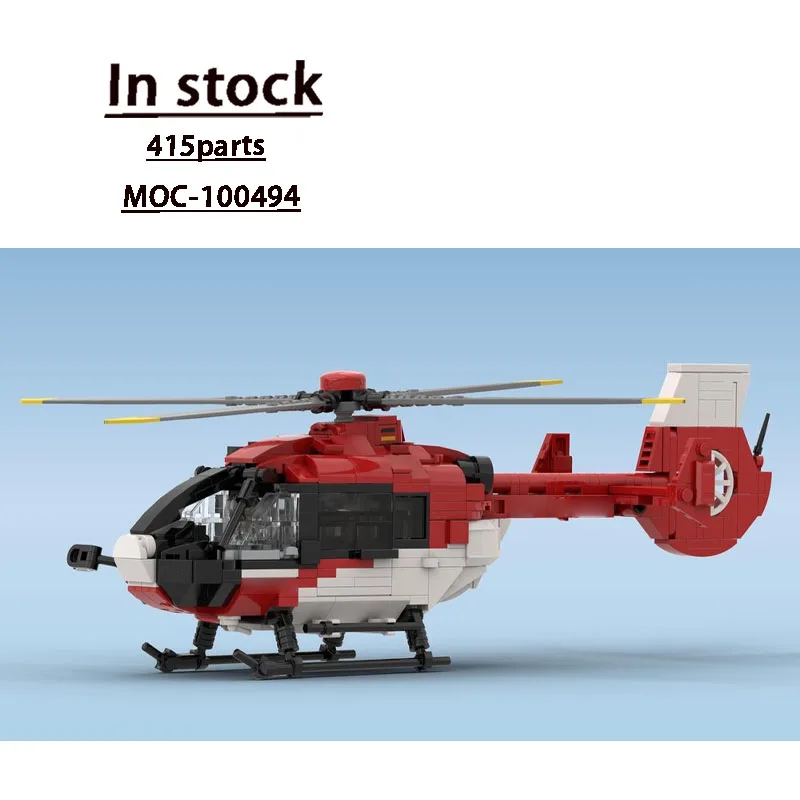 

MOC-100494 New Classic Airbus H135 Rescue Helicopter Building Block Model, 415 Parts, Boys' and Children's Birthday Toy Gift