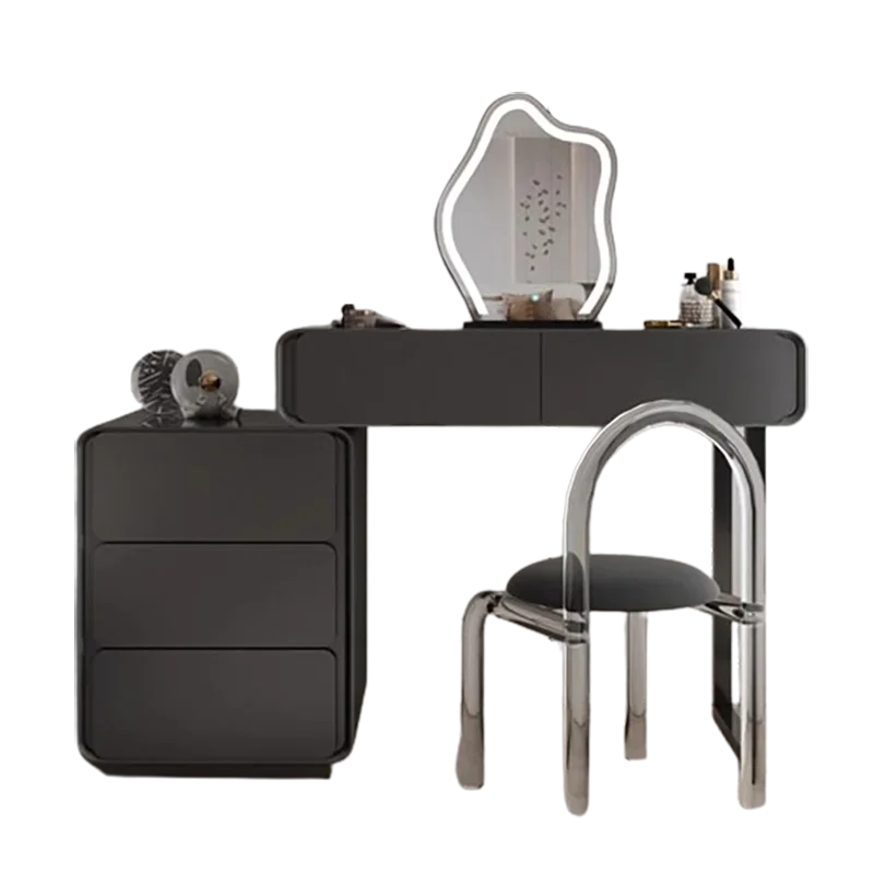 

Minimalist Black Vanity Table Simple Chair Comfort Makeup Vanity Table