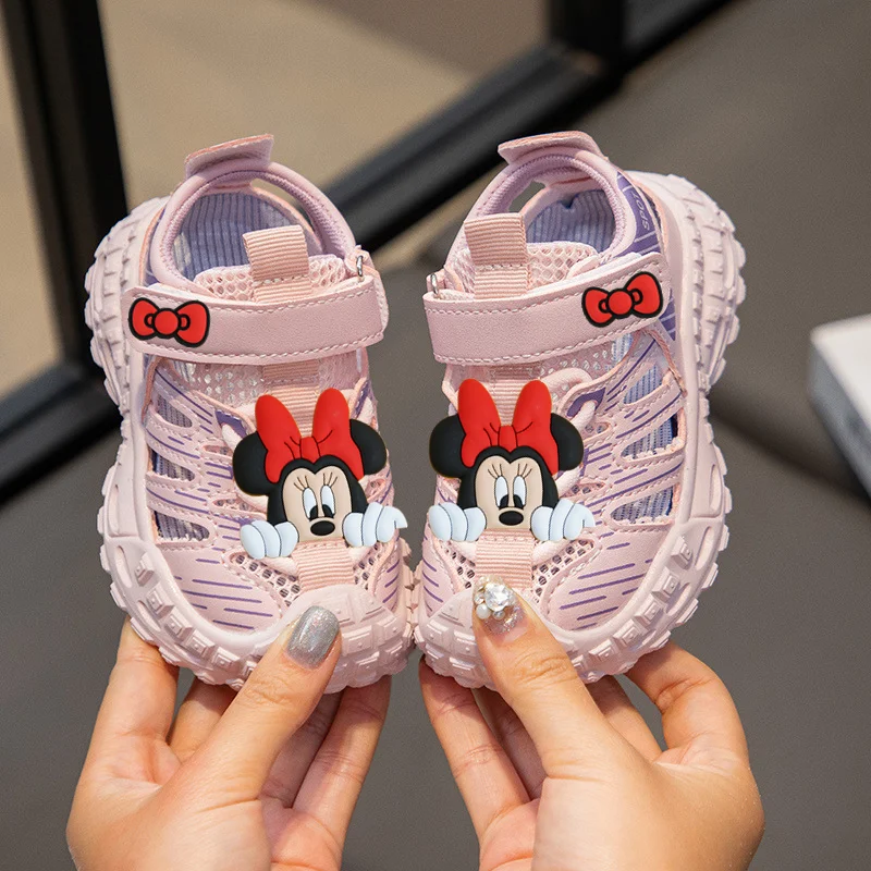 

Disney Mickey Mouse Beach shoes Boy Outdoor Sports Sandals Summer Non-slip Breathable Girl Mesh Sneakers Soft Sole Casual Shoes