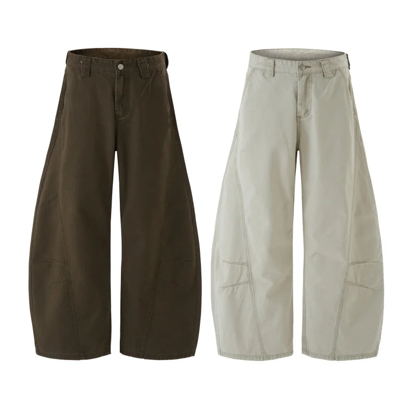 سراويل كاجوال من قماش الدنيم ذات شفرات منحنية بلونين لكل من الرجال والنساء، سراويل زوجية بسيطة وفضفاضة على طراز الشارع