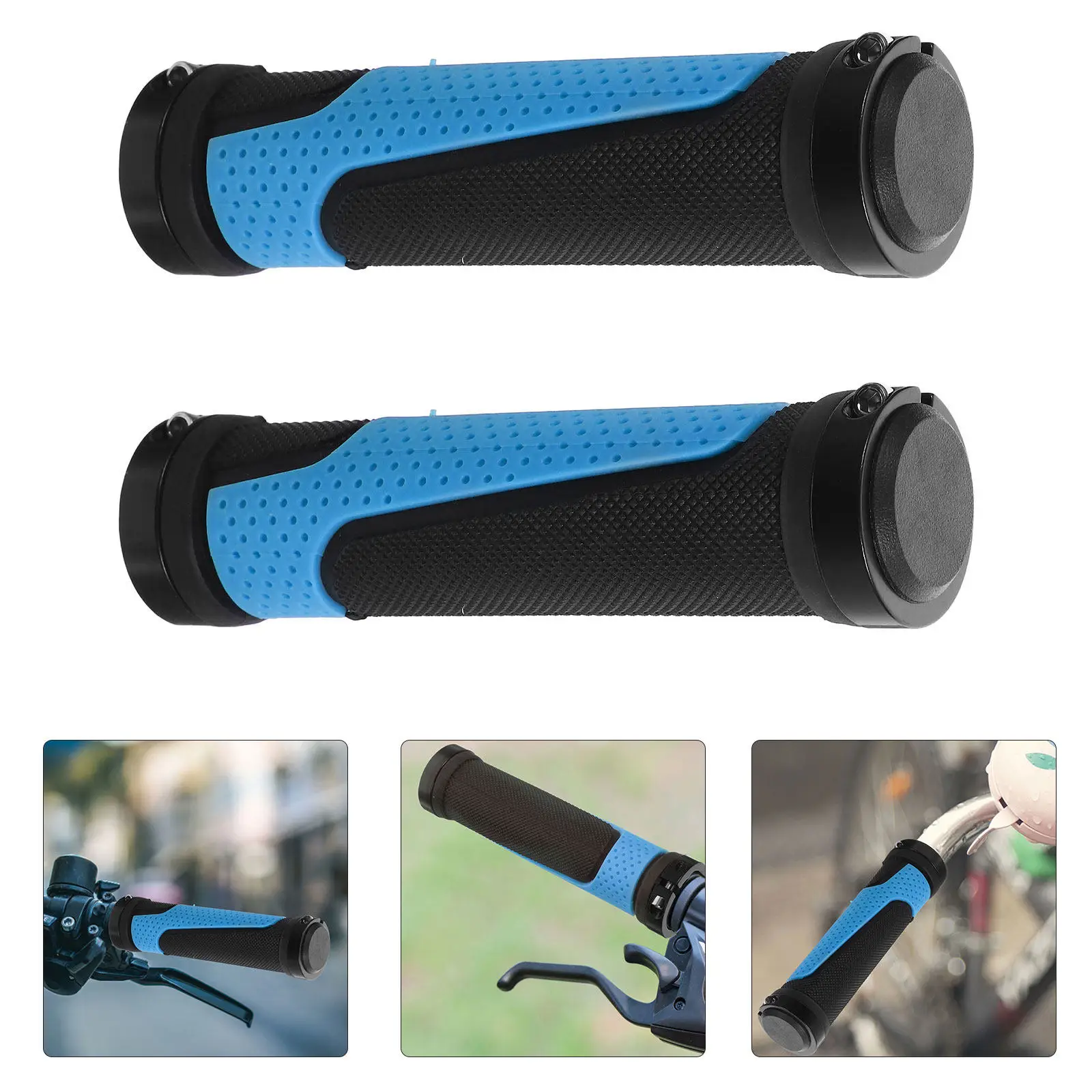 

1Pair Rubber Bike Handlebar Grips Non-Skid Shockproof Cycling Grips for Mountain Road Bike Comfortable Easy Install Handlebar