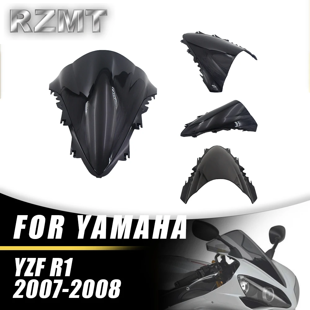 

YZFR1 Front Double Bubble Wind Deflector Windscreen For YAMAHA YZF-R1 2007-2008 Motorcycle Accessories Windshield Black