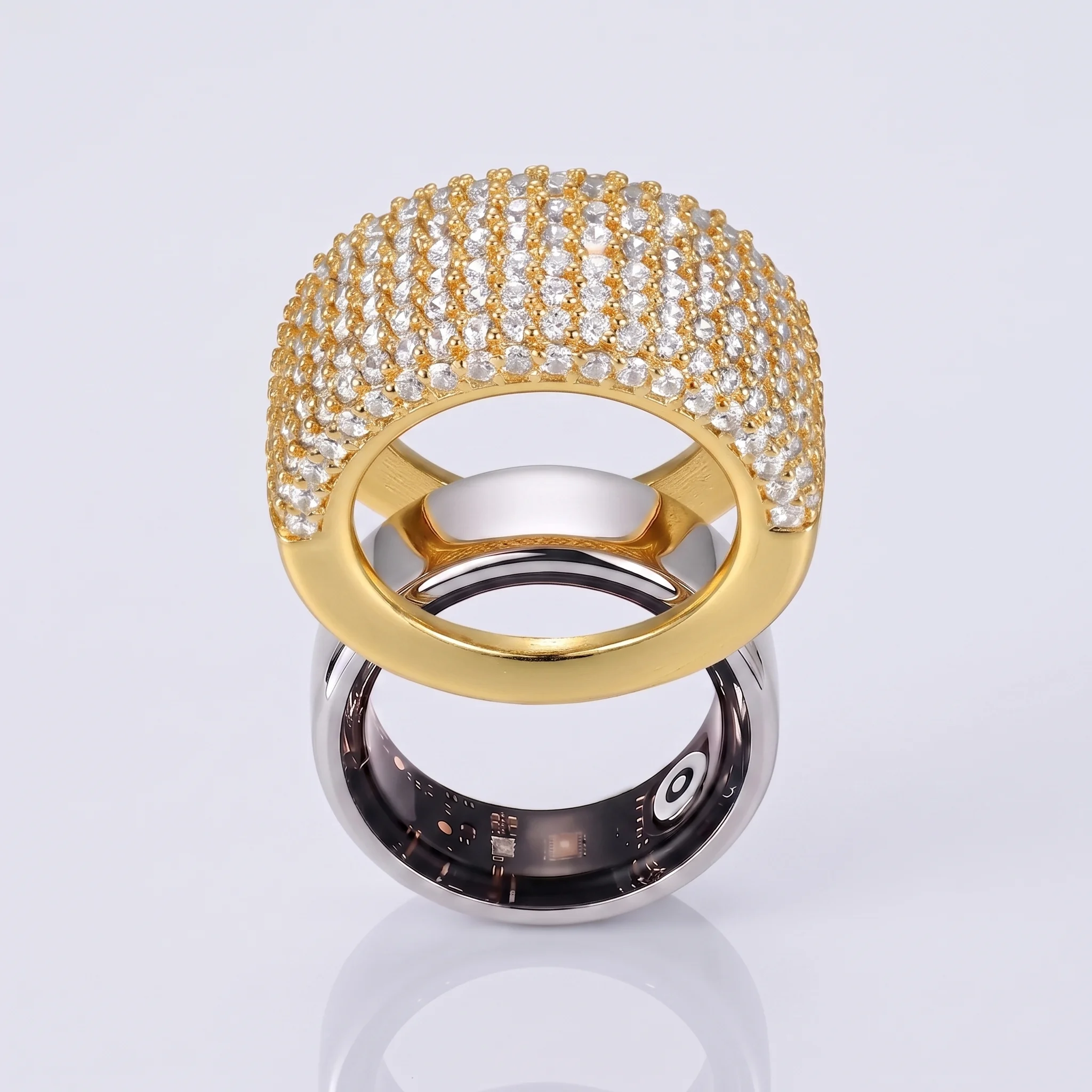 Customize Hot 18K Gold Plated Pave Smart Ring Cover Compatible with Oura Ring Gen 4/5 Gift for Women Men Zircon Ring