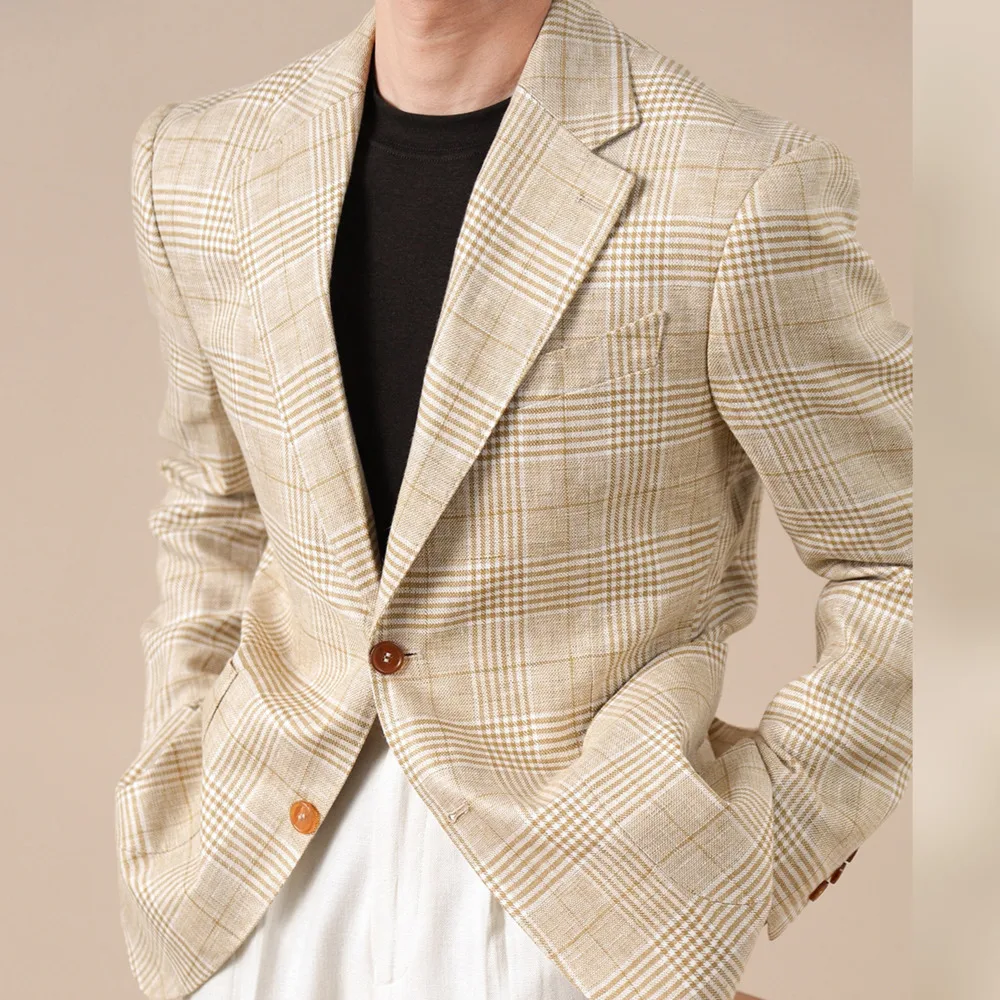 

New Suit Jacket Men Italian Single-Breasted Plaid Suit Business Casual Suit For Men Blazer Xadrez Masculino Mens Stylish Blazer