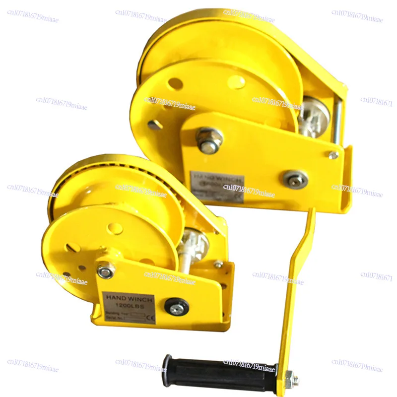 Bidirectional Self-Locking Winch with Brake, Portable Hand Crank Tow Rope Hoist, Compact Lifting Crane