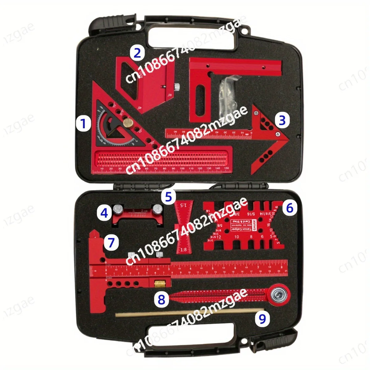Woodworking Measurement Tool Kit with Storage Box, Woodworking Project Planning Layout Plank Splicing Aid Kit