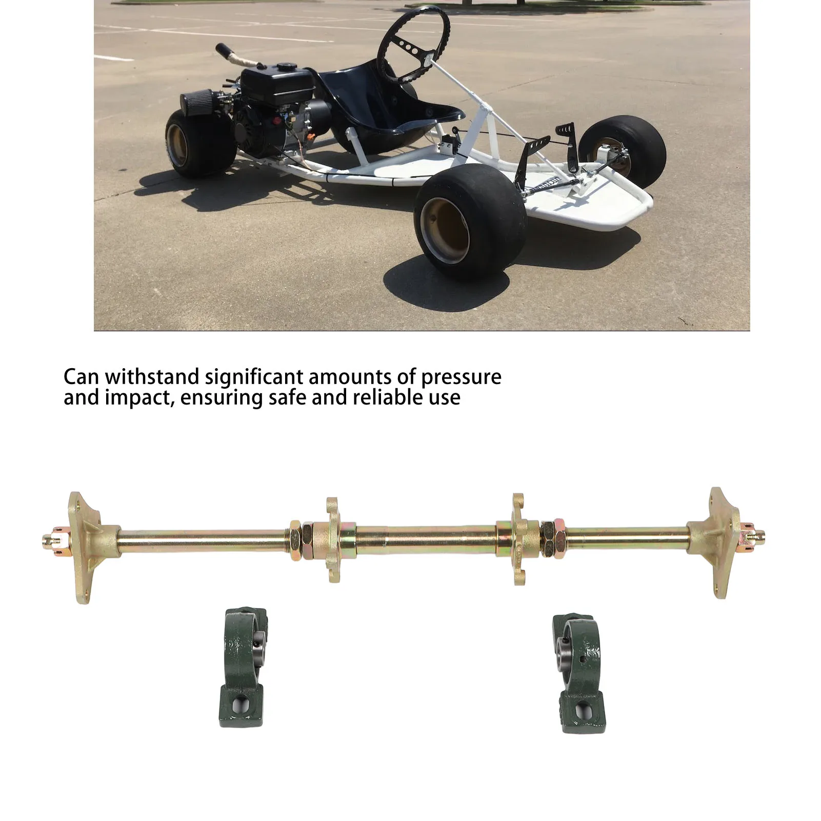 24-Zoll-Hinterrad-Achsenwellenbefestigungshalterungen Hochfester, robuster Go-Kart-Hinterachssatz für Drift-Trikes für 50-150 cc