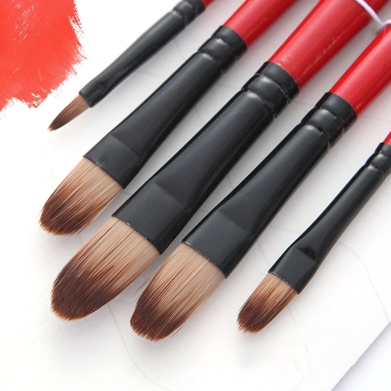 

5Pcs Premium Acrylic Oil Paint Brushes Set Round Pointed Tip Paintbrushes for All Purpose Oil Watercolor Painting Artist