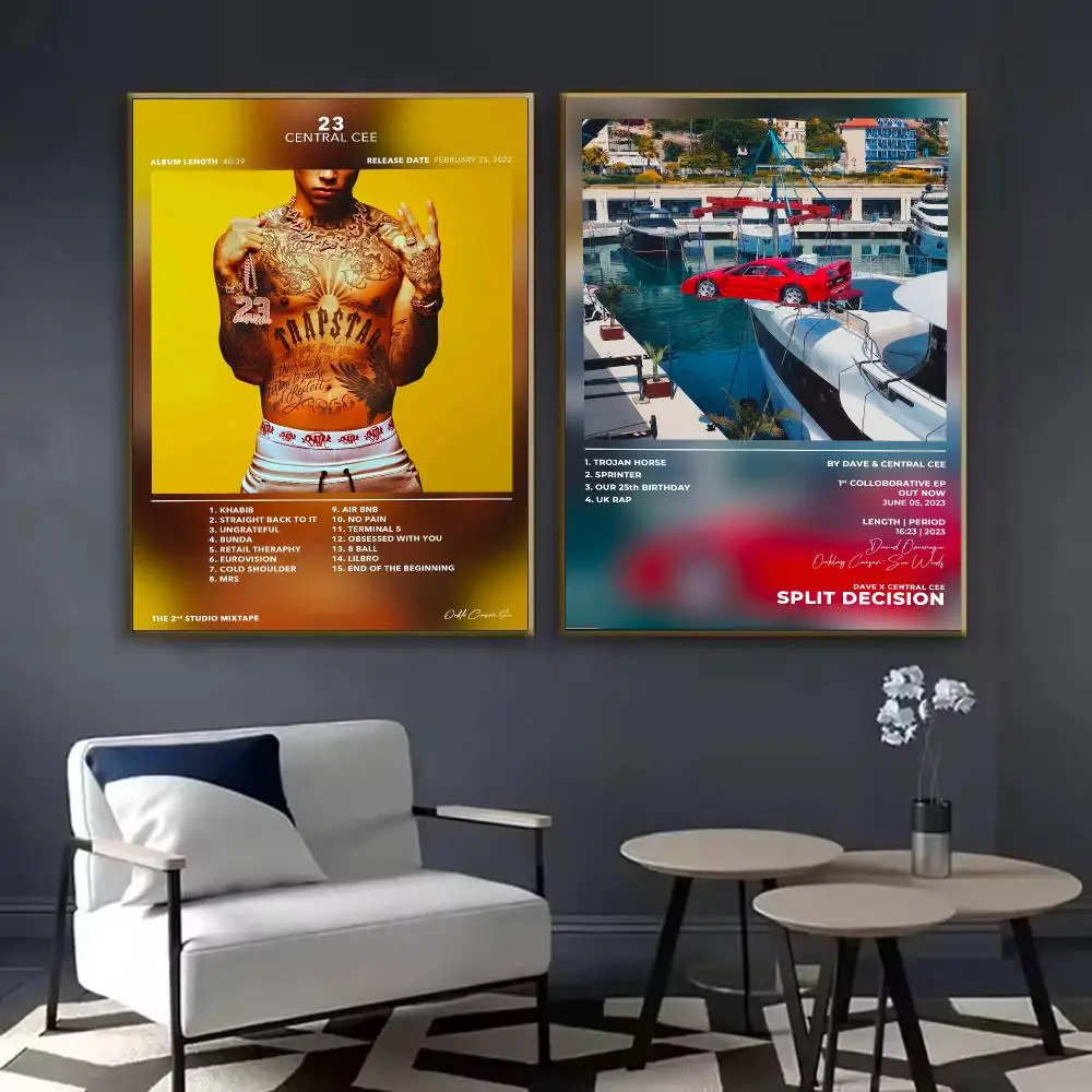 C-Central Cee Rock Rapper Poster Waterproof Sticky Wall Art Print For Bedroom Living Room Hallway Bar Home Decor